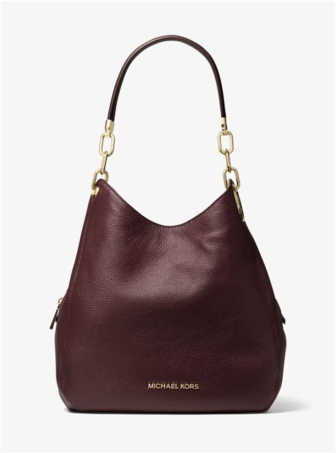 michael michael kors lillie large pebbled leather shoulder bag|michael kors pebble leather handbags.